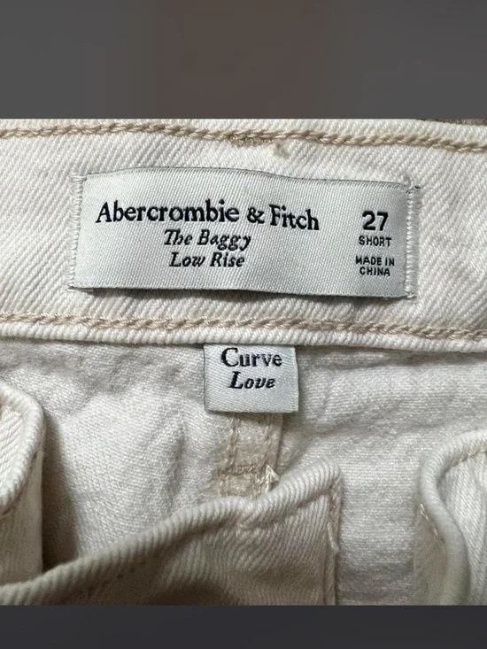 Abercrombie & Fitch The Baggy Low Rise Jeans - Off-White/Cream - Picture 2 of 2